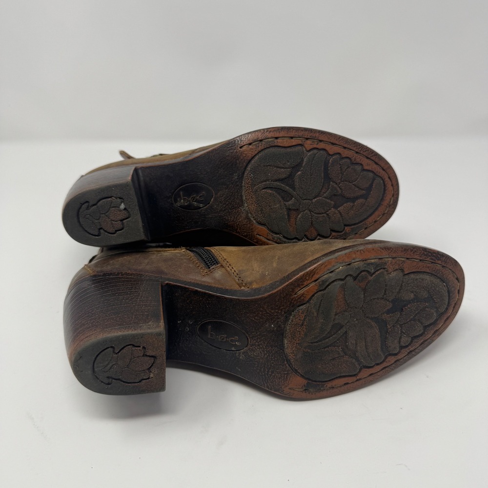 BOC Born‎ Casual Brown Leather Buckle Ankle Boots Women Size 6M - Picture 9 of 11